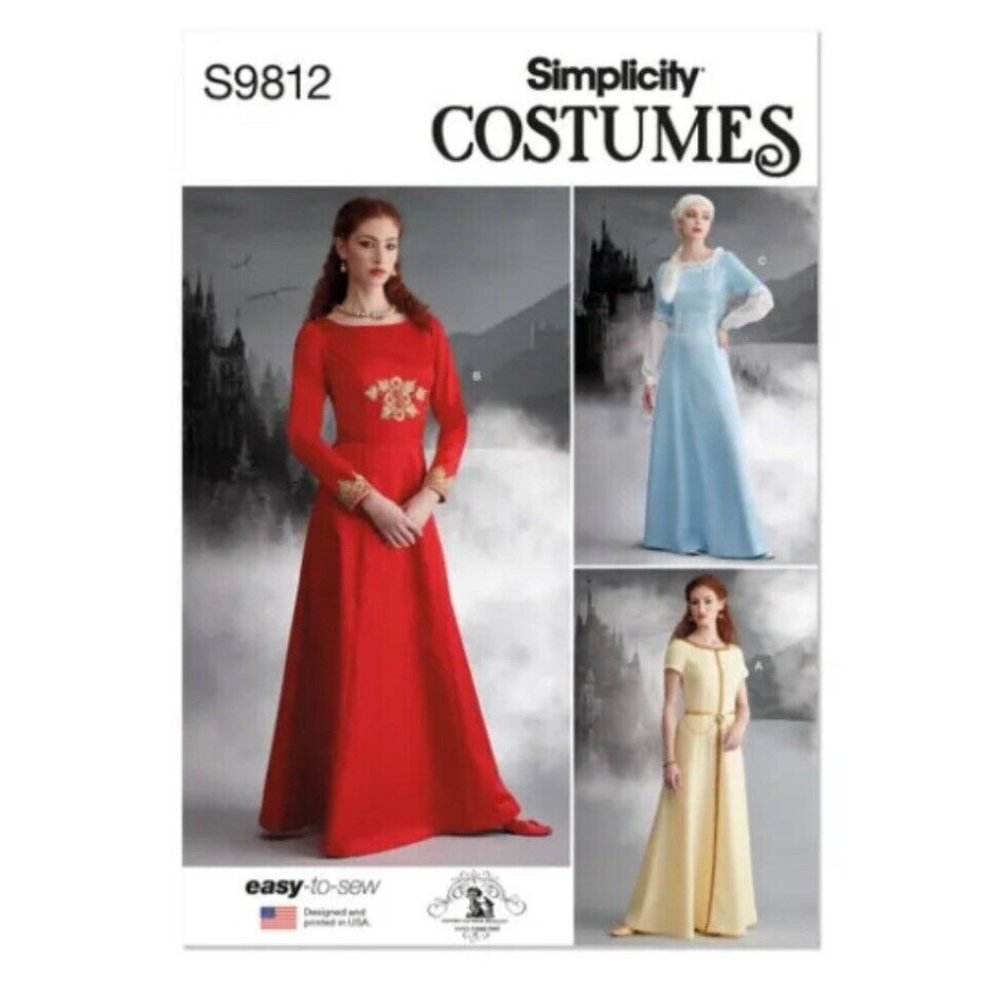 Simplicity Pattern 9812 Medieval Gown Cosplay Costume Festival Fair Sizes 6-14